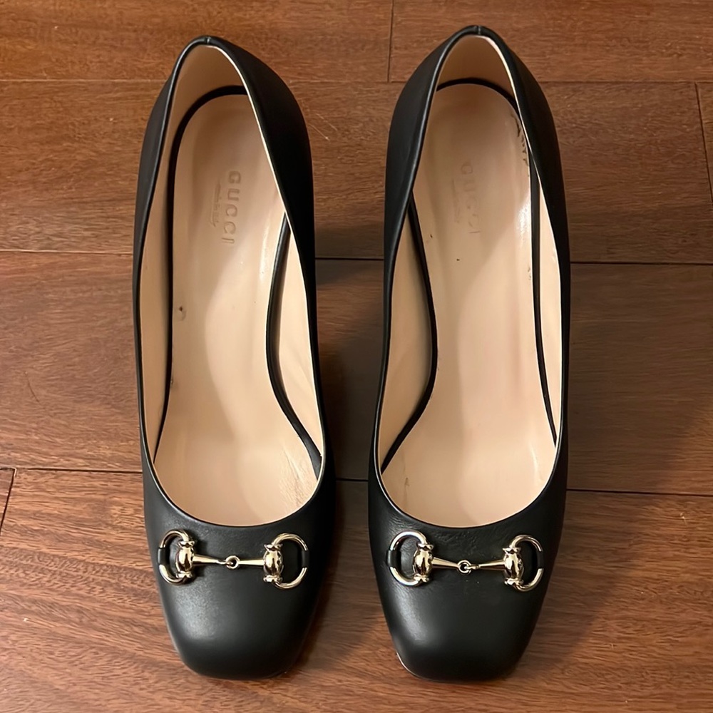 Authentic Gucci block heels with Horsebit